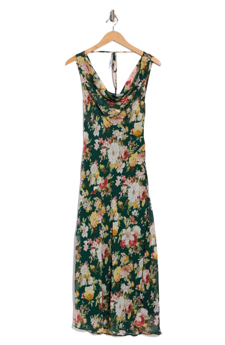 Lush Cowl Neck Maxi Dress, Alternate, color, Green Floral