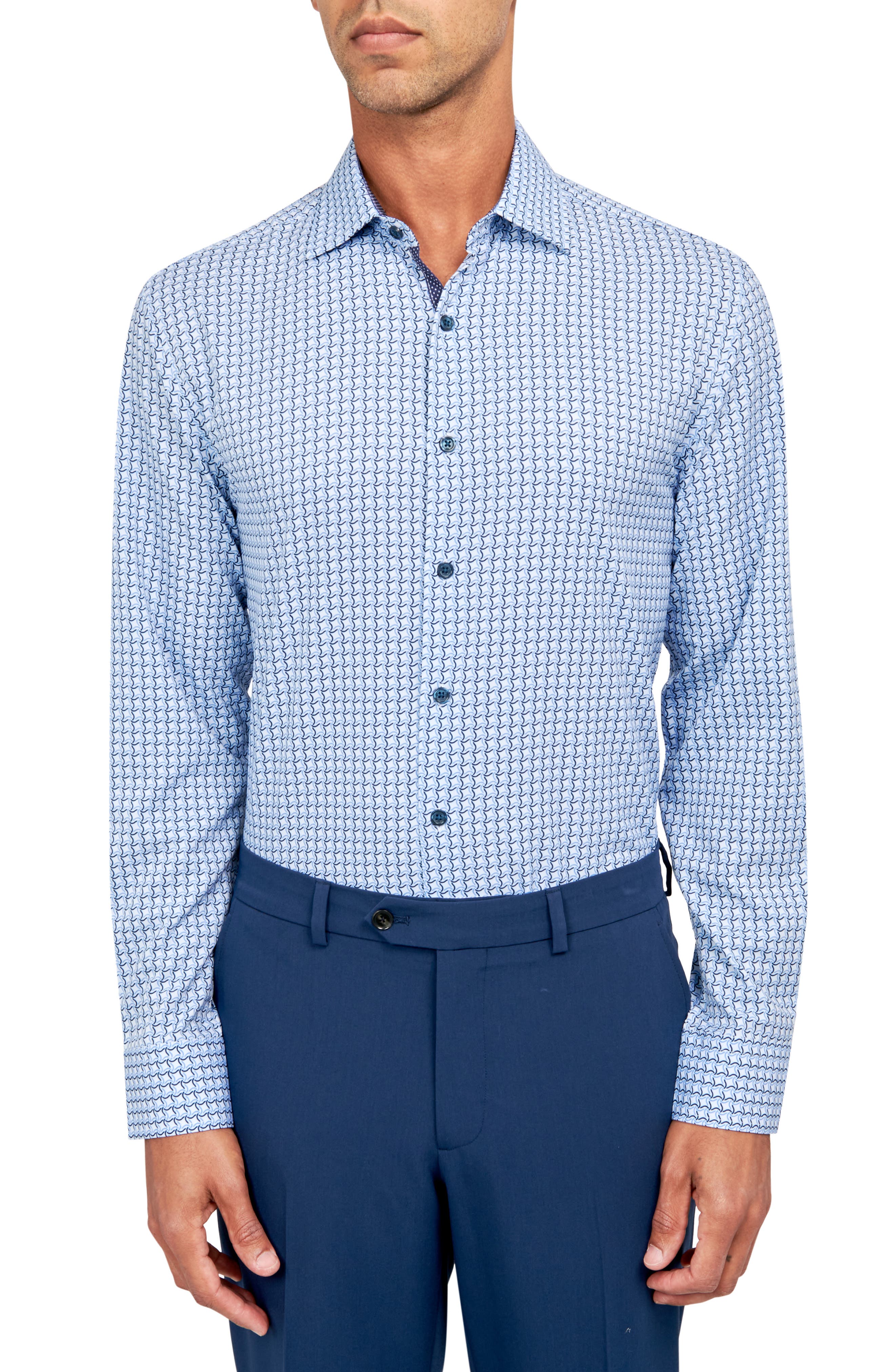 W.R.K Squiggle Geometric Print Performance Dress Shirt