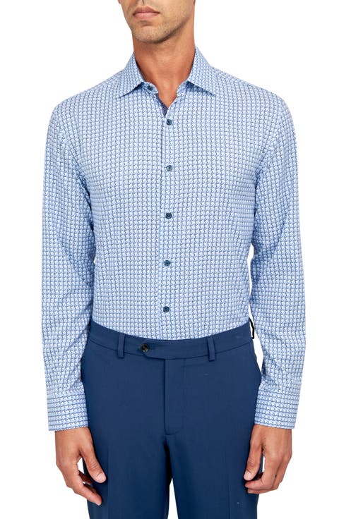 Squiggle Geometric Print Performance Dress Shirt (Regular & Big)