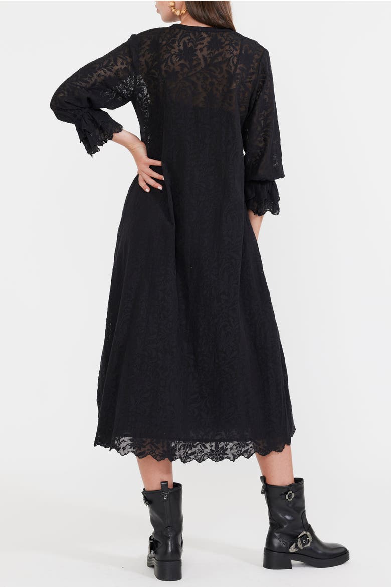 Penny Midi Dress, Alternate, color, Black Lace