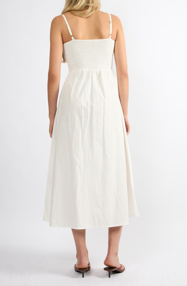 Viens Avec Moi Cove Smocked Bodice Cotton Maxi Sundress, Alternate, color, White