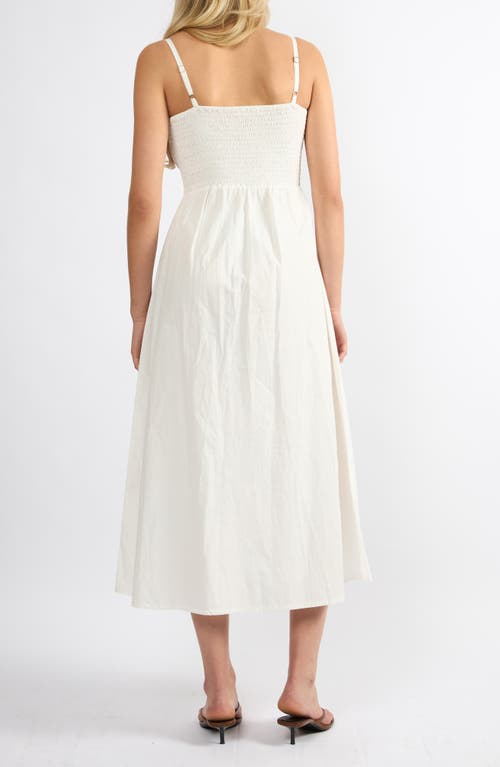 Viens Avec Moi Cove Smocked Bodice Cotton Maxi Sundress In White