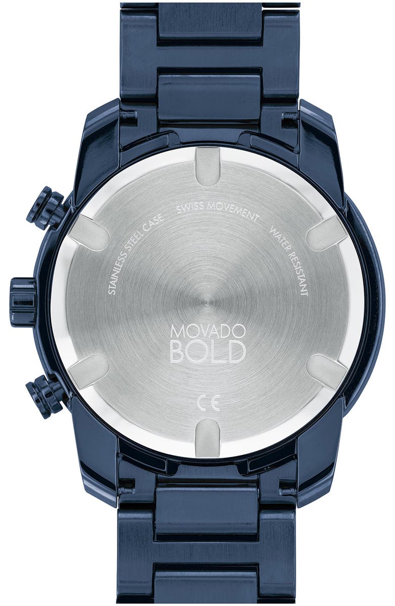 Movado Bold Verso Chronograph Bracelet Watch, 44mm, Alternate, color, Blue