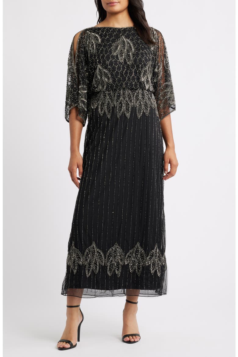 Embellished Cold Shoulder Blouson Cocktail Dress, Main, color, BLACK MERCURY