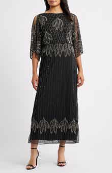 Pisarro Nights Embellished Cold Shoulder Blouson Cocktail Dress