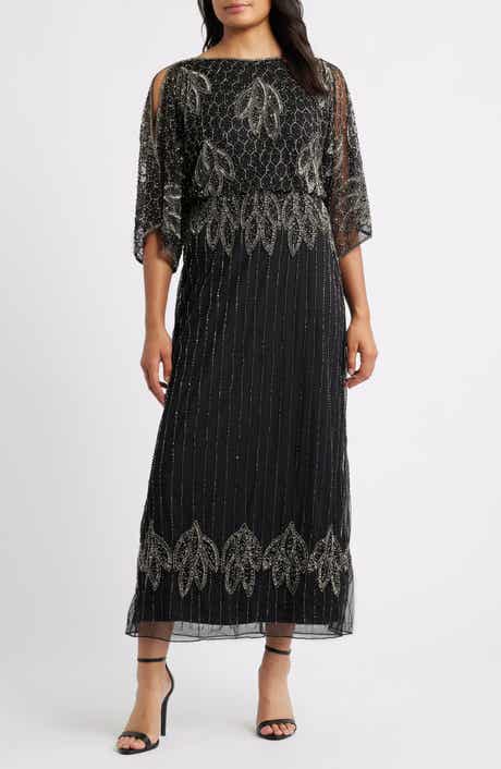 Pisarro Nights Embellished Cold Shoulder Blouson Cocktail Dress