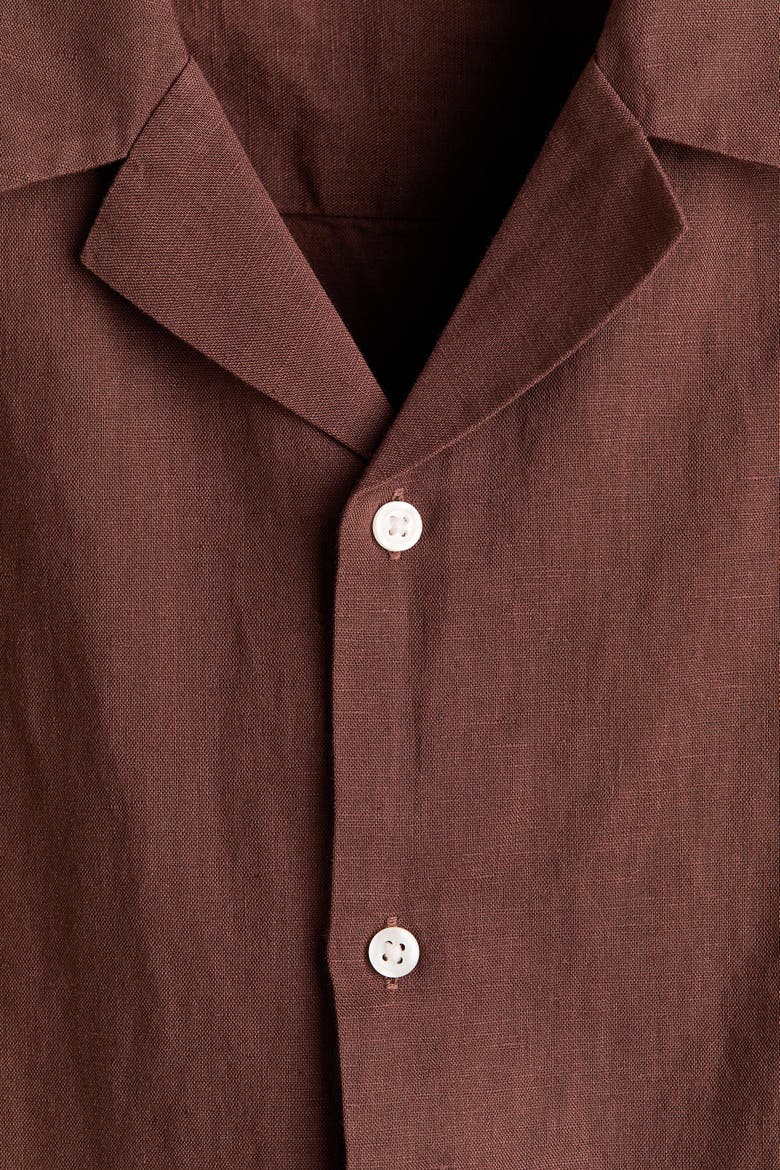 Relaxed Fit Linen-blend Resort Shirt, Alternate, color, Brown