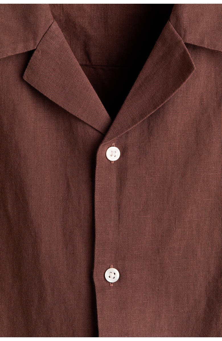 H&M Relaxed-fit linen-blend resort shirt, Alternate, color, Brown