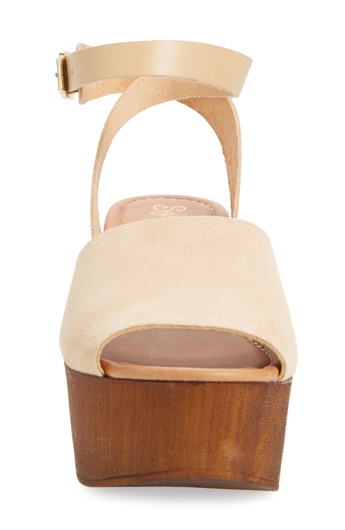 Platform Wedge Sandal, Alternate, color, NATURAL SUEDE LEATHER