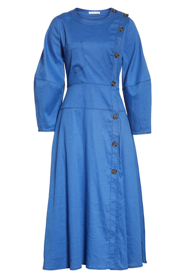 Michaela Linen Dress, Alternate, color, LINEN BLUE