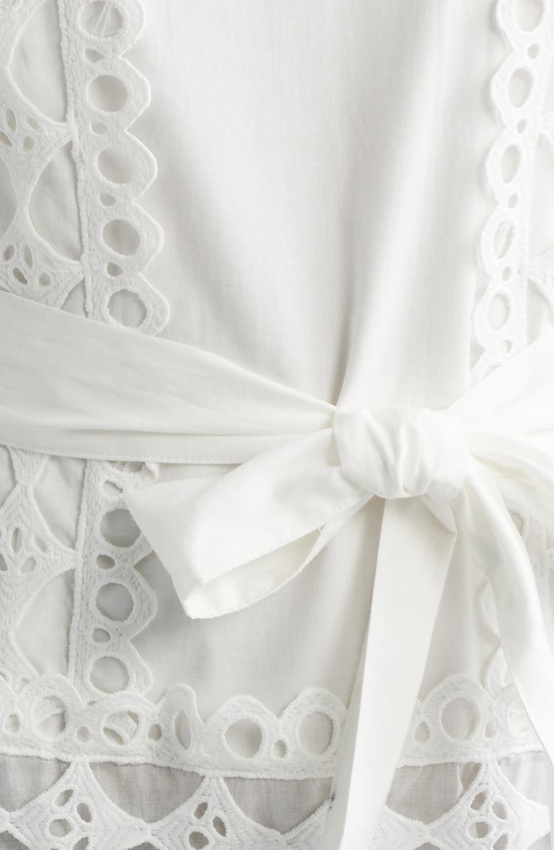 LAYERED WITH LOVE Linda Eyelet Trim Long Sleeve Cotton Minidress, Alternate, color, White