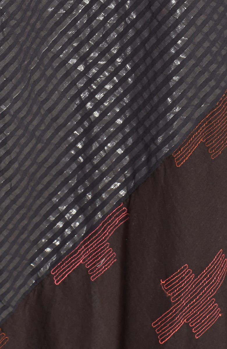 Free People 'Crossing Paths' Tassel Trim Embroidered Handkerchief Hem Dress, Alternate, color, 