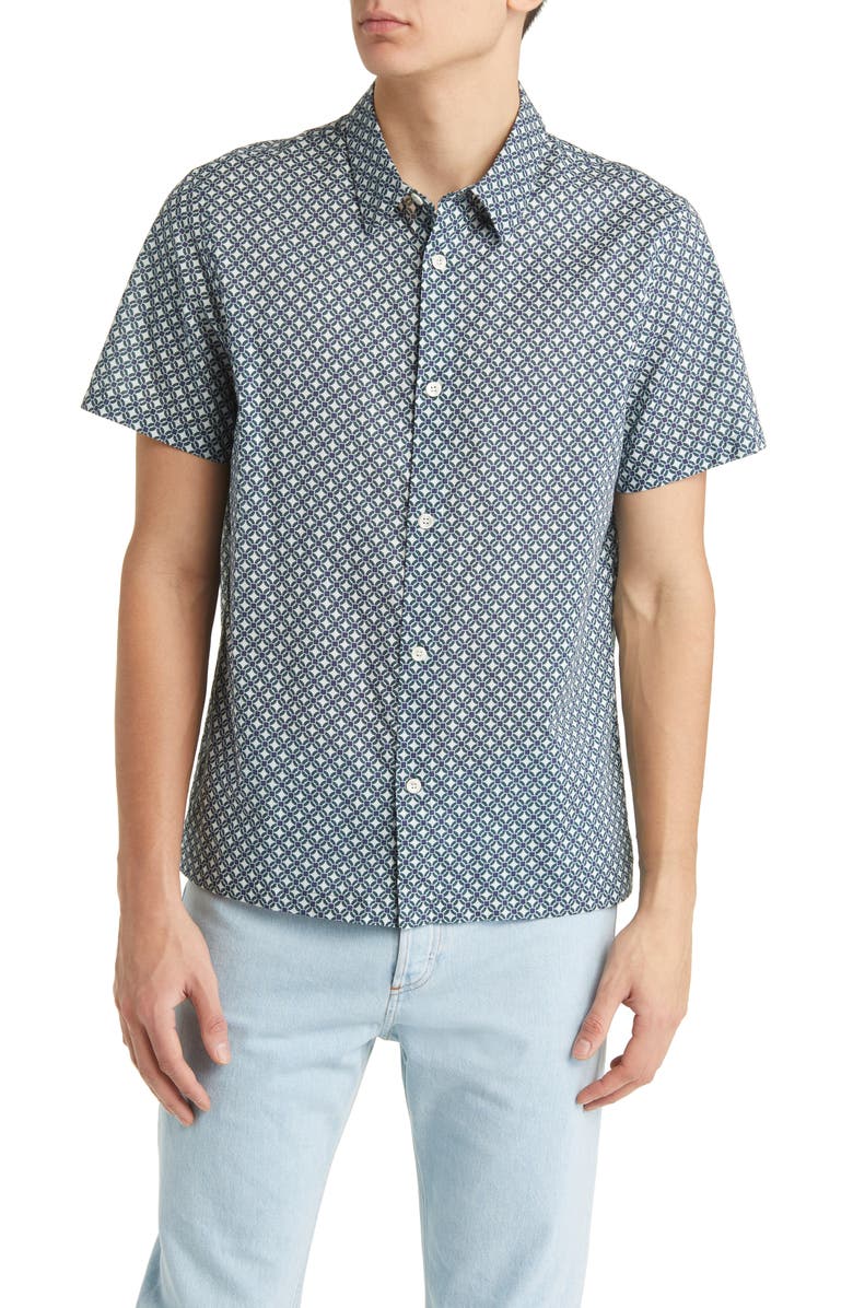A.P.C. Leandre Short Sleeve Button-Up Shirt, Main, color, 