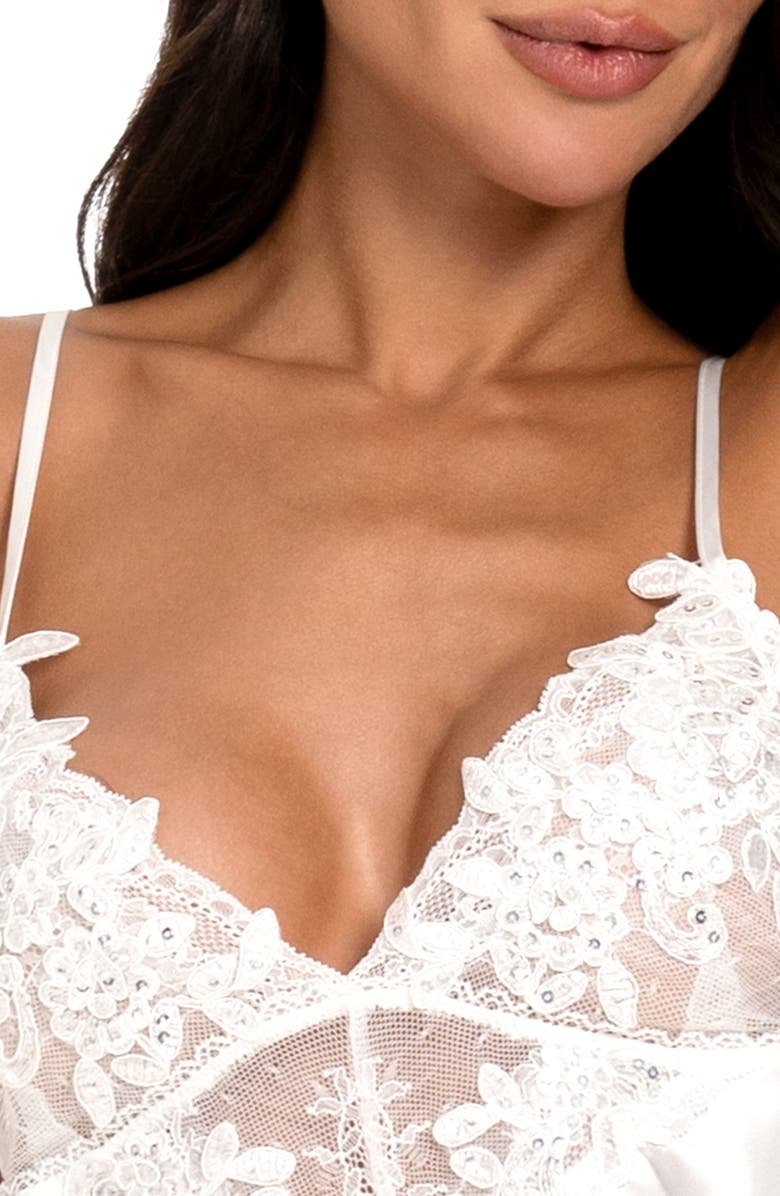 In Bloom by Jonquil Zayla Lace Trim Satin Chemise, Alternate, color,