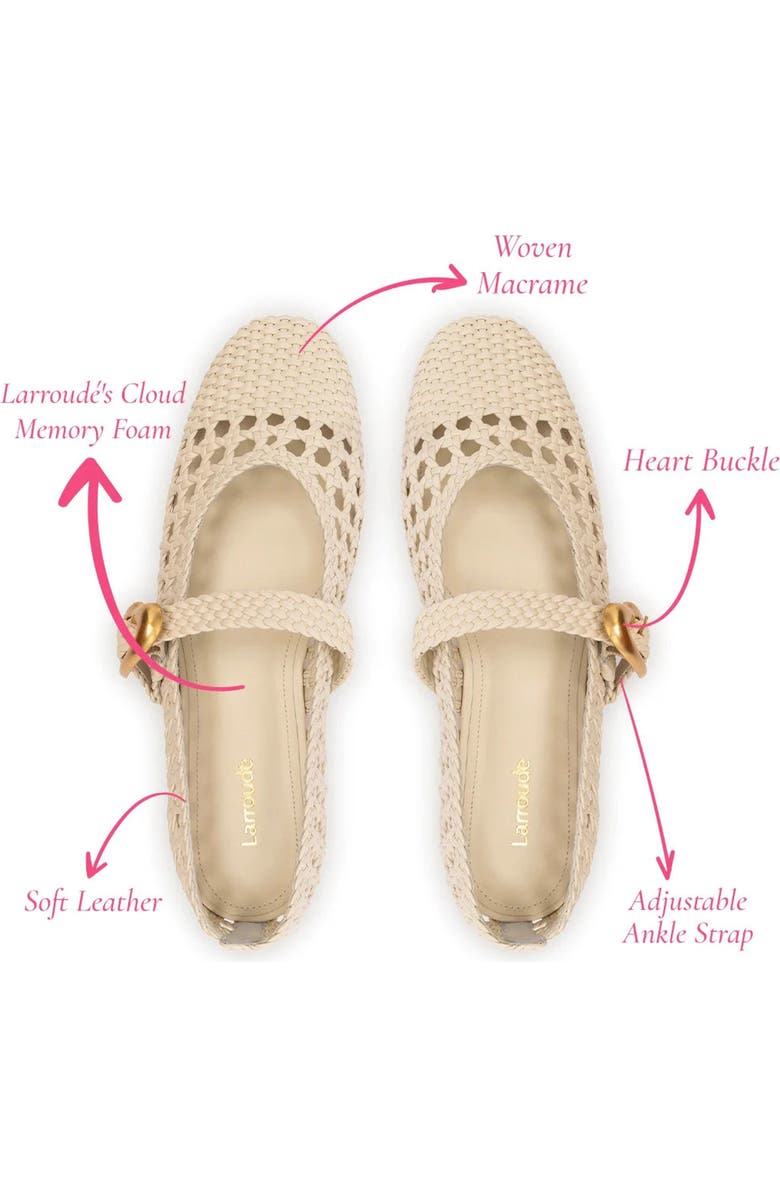 Larroudé Verona Macrame Ballet Flat, Alternate, color, Ivory