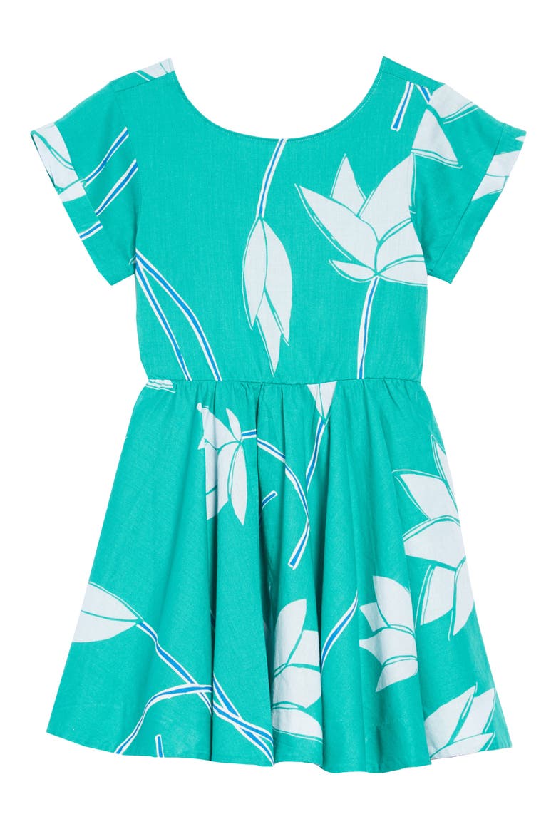 Cotton Skater Dress, Main, color, TEAL FLORAL