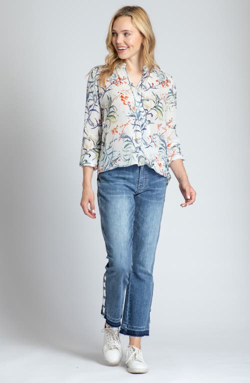 Apny Print Tassel Surplice Chiffon Top In White Multi