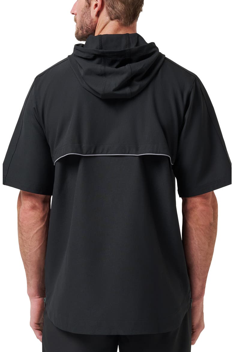 Sport Mode Short Sleeve Hoodie, Alternate, color, BLACK