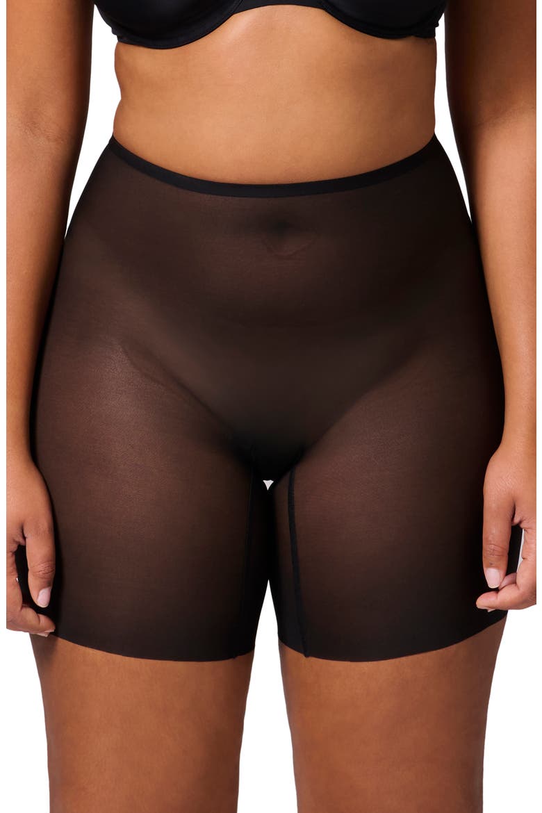 Essential Uplifting Mid Rise Shaper Shorts, Main, color, BLACK