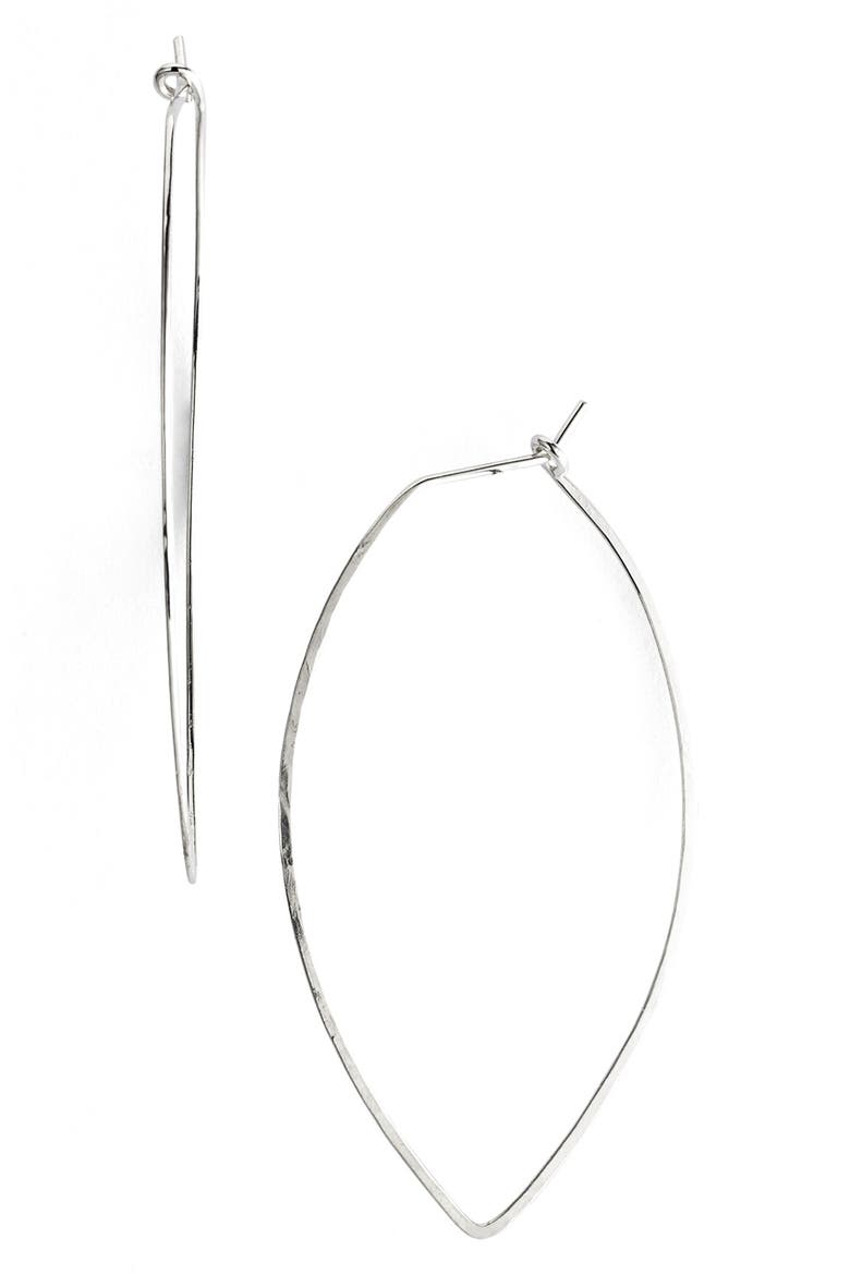 Ija Marquise Hoop Earrings, Main, color, STERLING SILVER