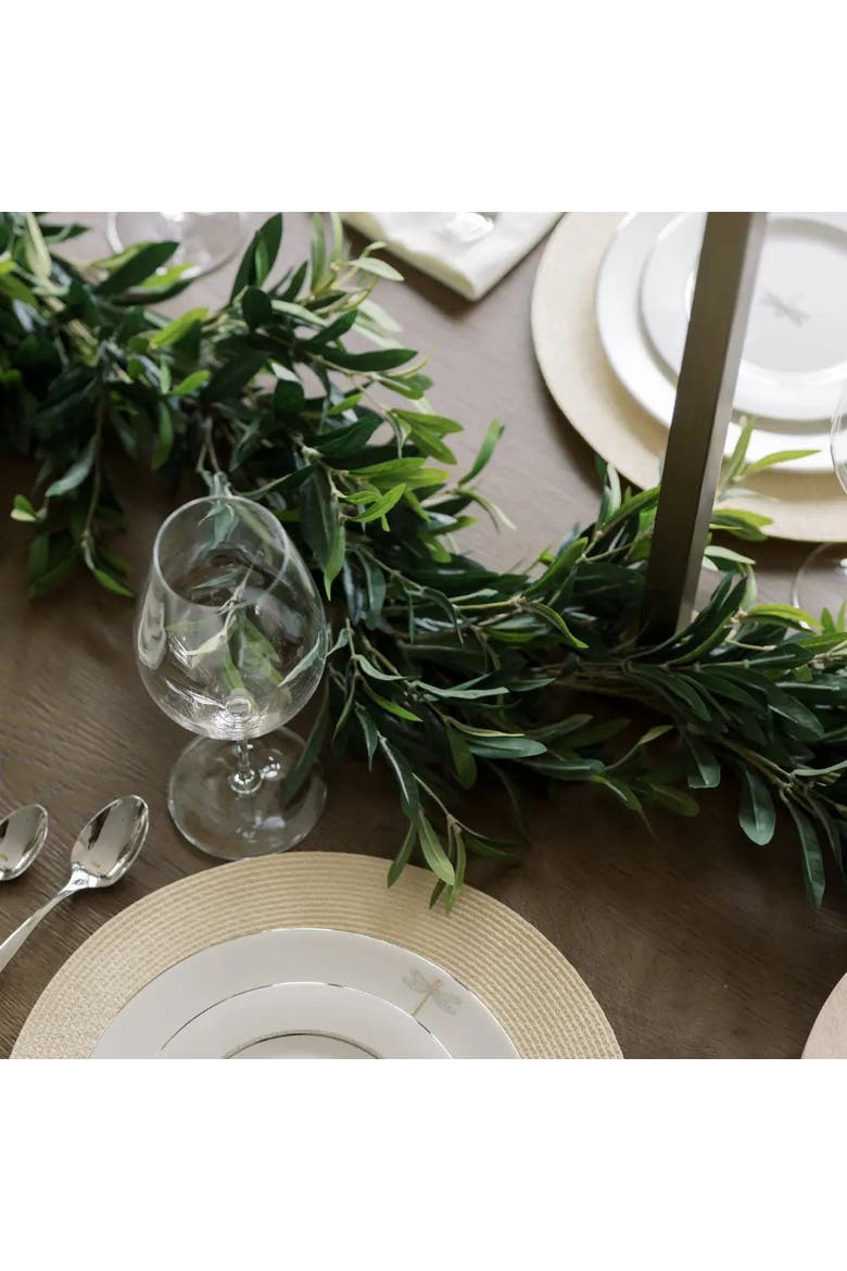 9' Artificial Olive Leaf Garland, Alternate, color, Green foliage