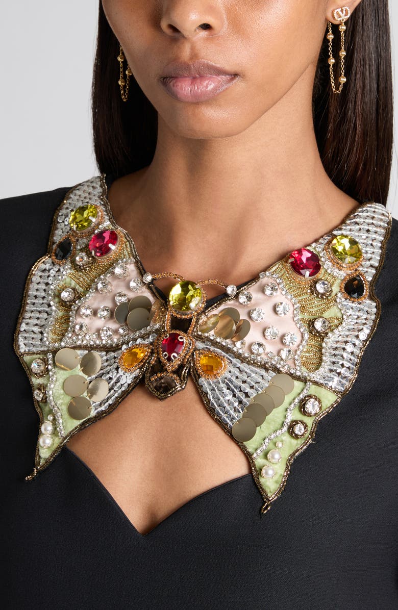 Valentino Butterfly Beaded Wool & Silk Minidress, Alternate, color, Black Multi