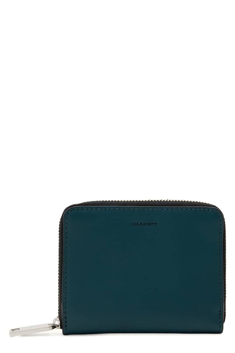 Lena Hex Leather Zip Wallet, Main, color, EMERALD GREEN
