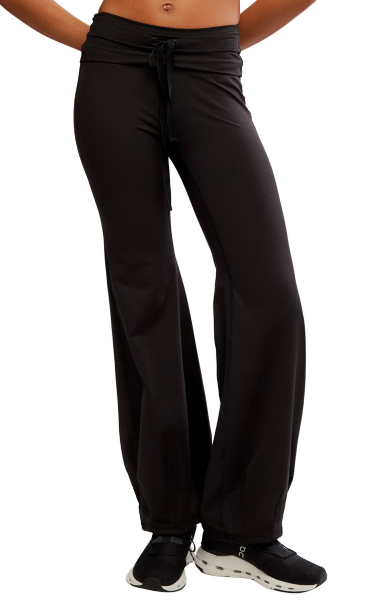 Free People FP Movement Quick Step Drawstring Flare Pants, Main, color, Black
