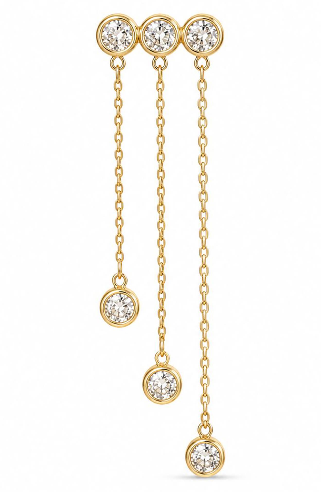 Cubic Zirconia Chain Drop Earrings