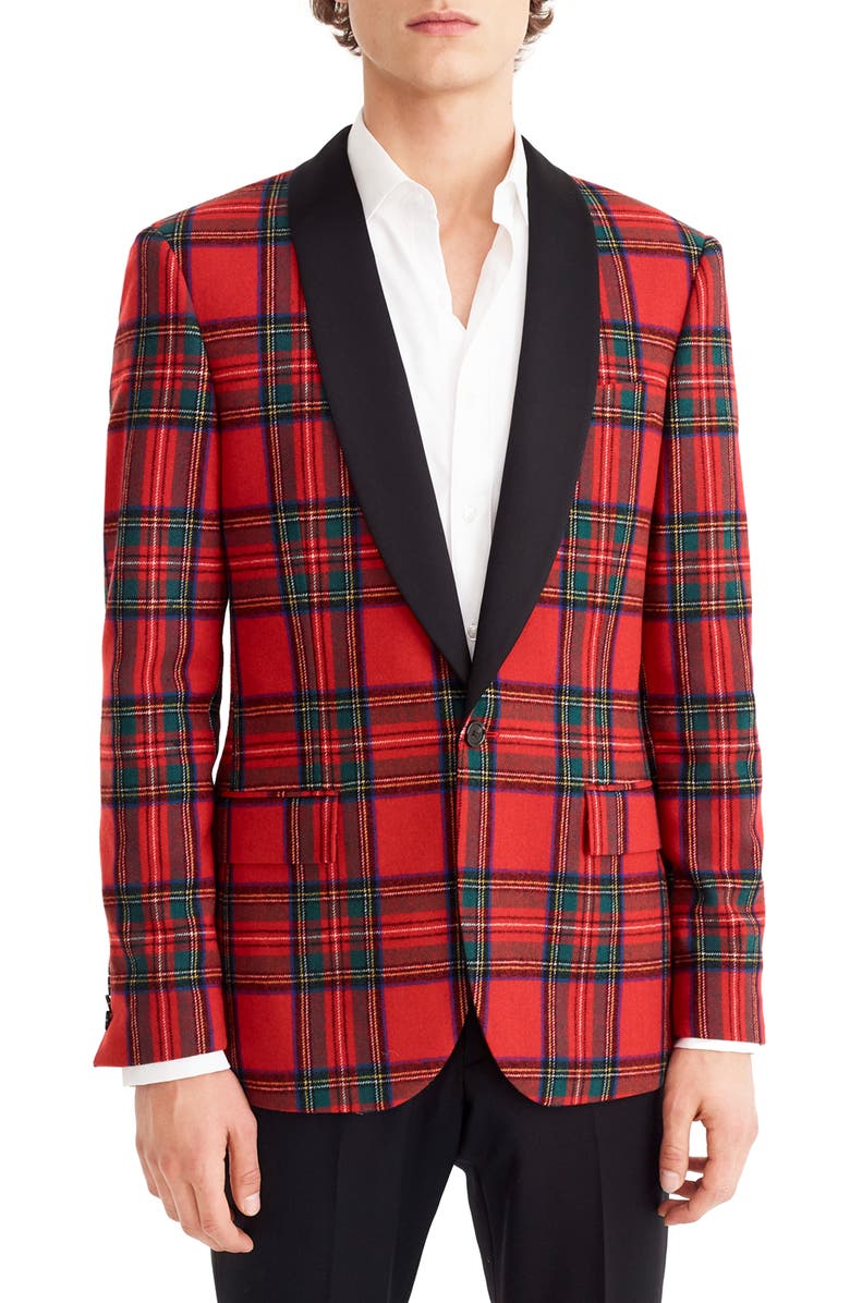 J.Crew Ludlow Slim Fit Tartan Wool Blend Dinner Jacket, Main, color, 