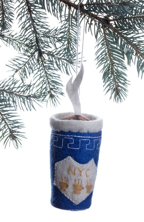 New York Coffee Cup Felted Wool Ornament