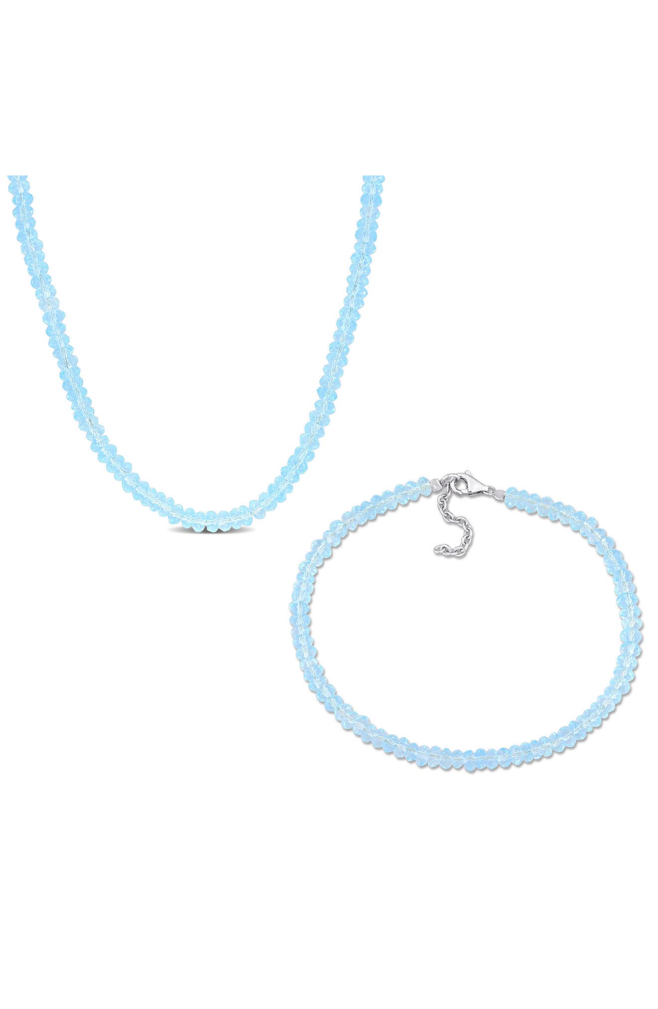 DELMAR Sky Blue Topaz Beaded Bracelet & Necklace Set