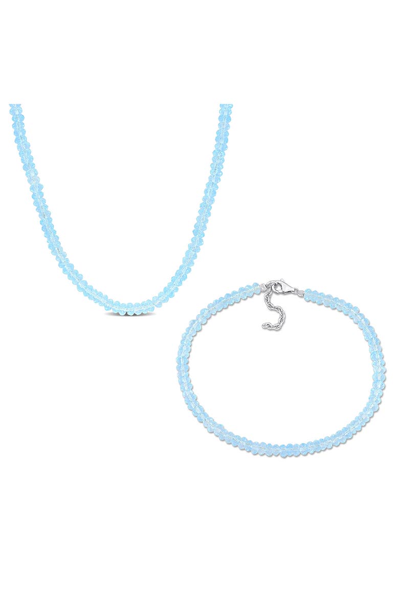 Sky Blue Topaz Beaded Bracelet & Necklace Set, Main, color, BLUE