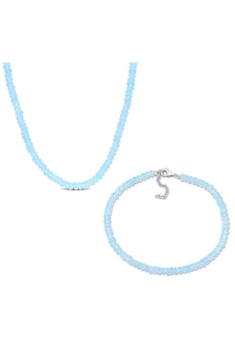 DELMAR Sky Blue Topaz Beaded Bracelet & Necklace Set, Main, color, 