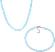 DELMAR Sky Blue Topaz Beaded Bracelet & Necklace Set
