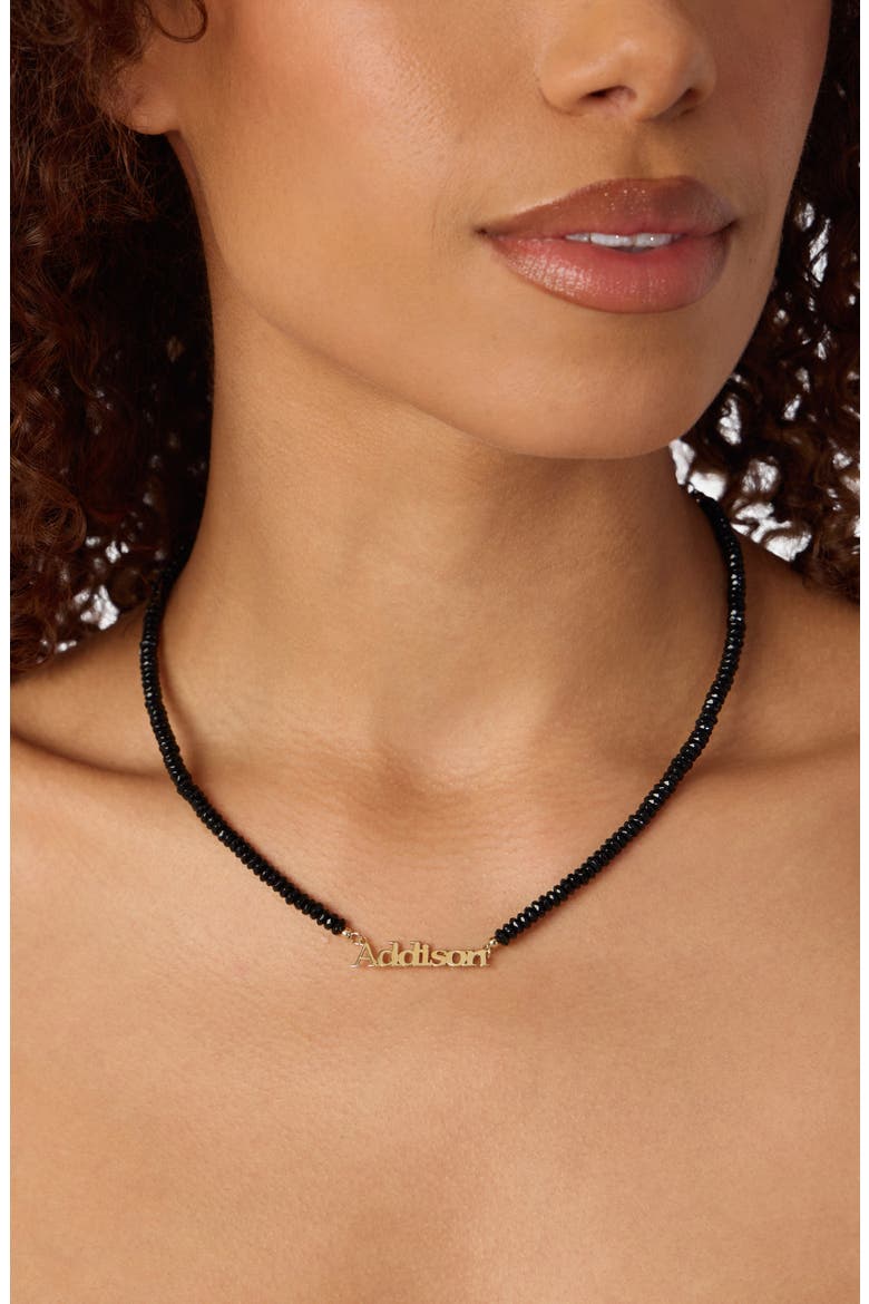 Personalized Name Onyx Bead Necklace, Alternate, color, GOLD