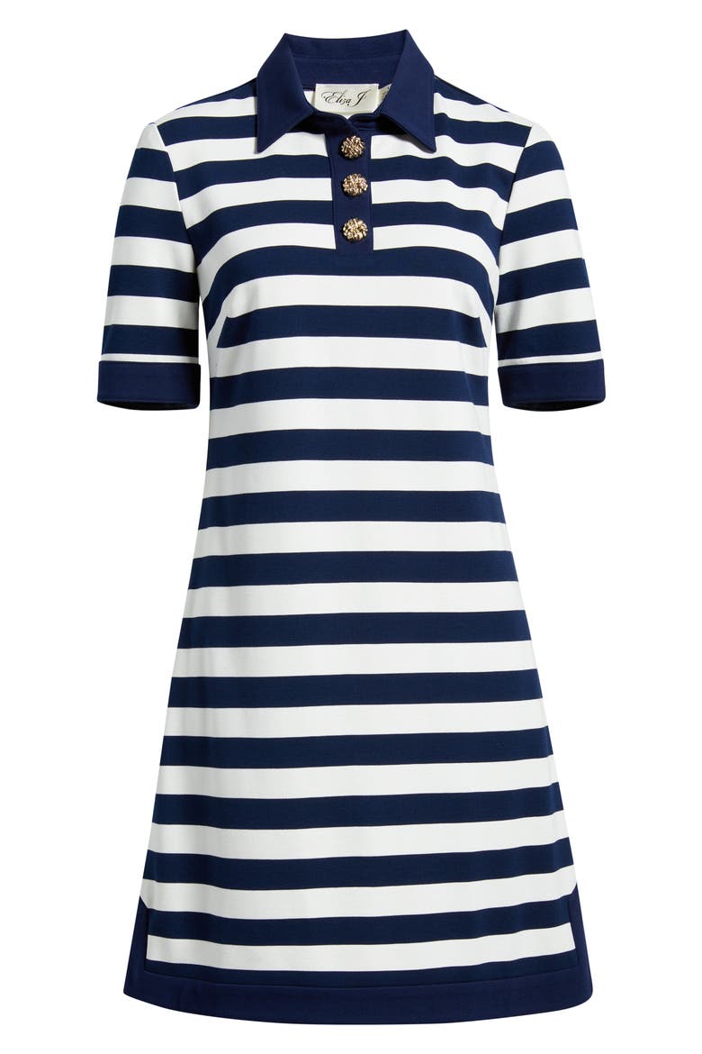 Stripe Knit Shift Dress, Alternate, color, NAVY IVORY