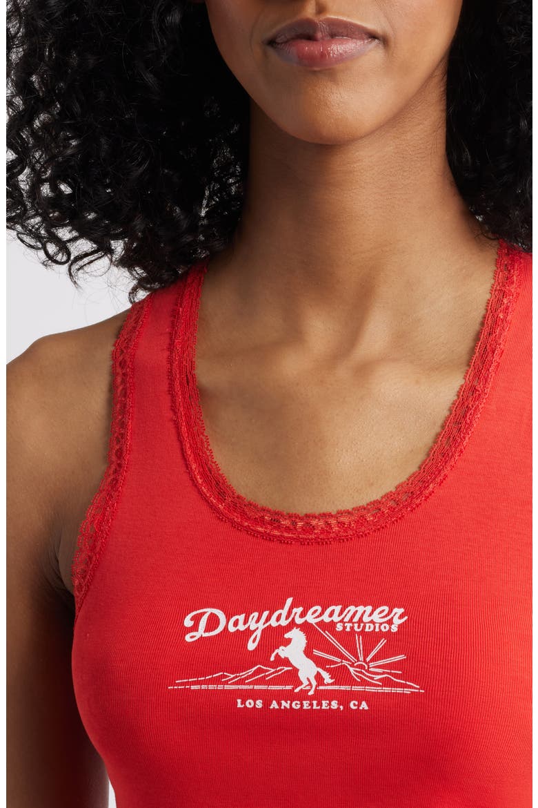 Studio Lace Accent Cotton Graphic Tank, Alternate, color, CHERRY RED