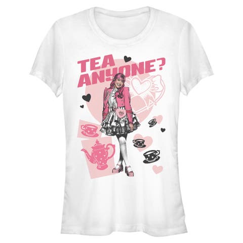 Junior's Descendants Wicked Wonderland Pink Tea Time  Graphic T-Shirt