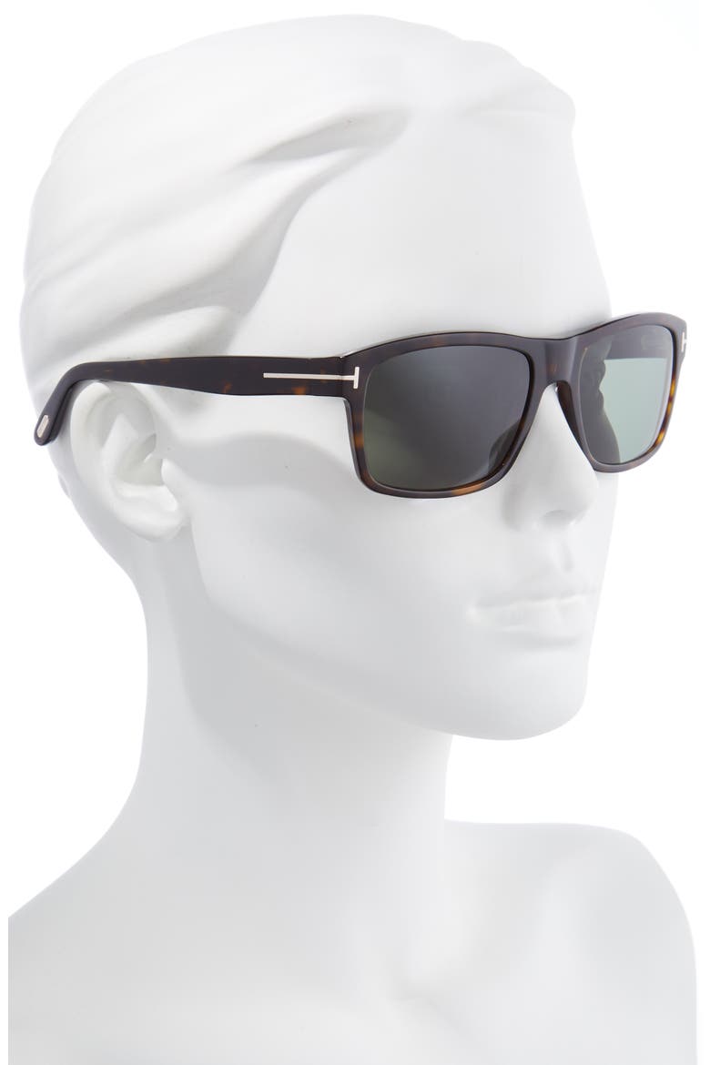 August 58mm Rectangular Sunglasses, Alternate, color, DARK HAVANA / GREEN