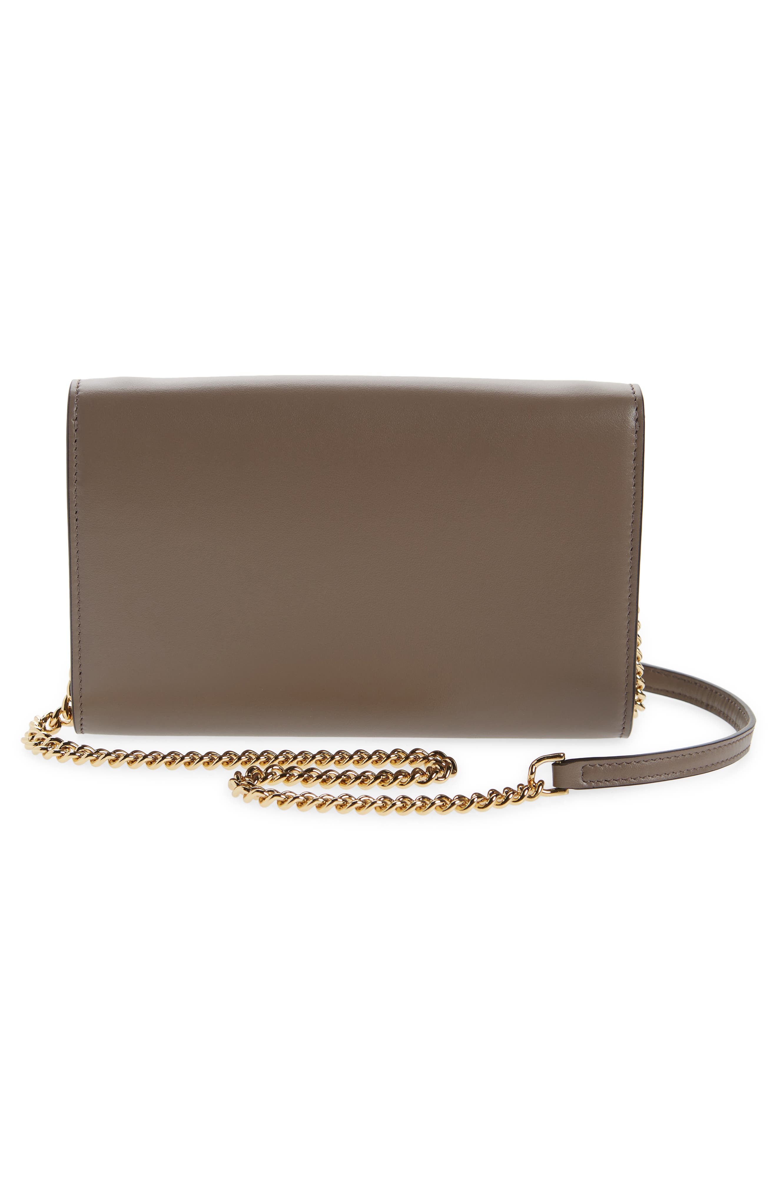 Salvatore Ferragamo The Studio Leather Wallet on a Chain, Alternate, color, CARAWAY SEED