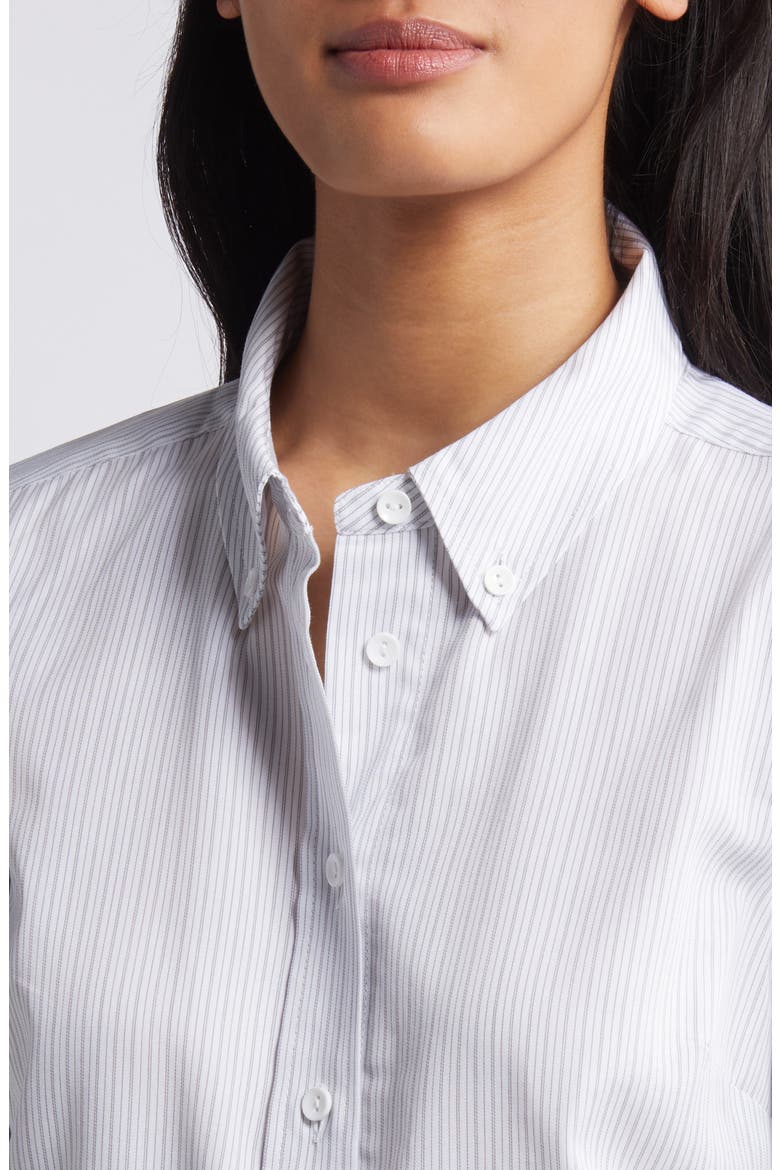 Stripe Cotton Blend Button-Down Shirt, Alternate, color, GREY/ WHITE