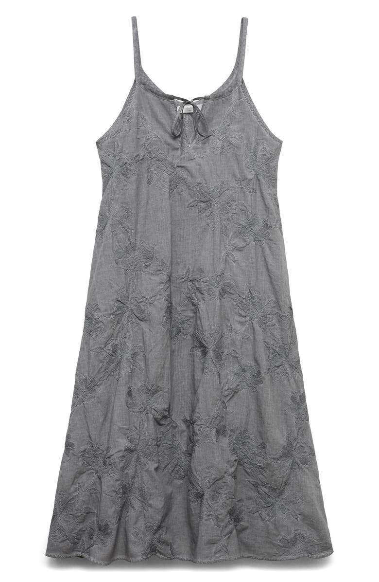 MANGO Overdyed Embroidered Cotton Nightgown, Alternate, color, Medium Grey