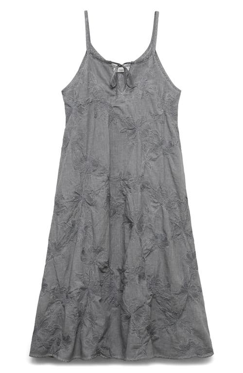 Mango Overdyed Embroidered Cotton Nightgown In Gray