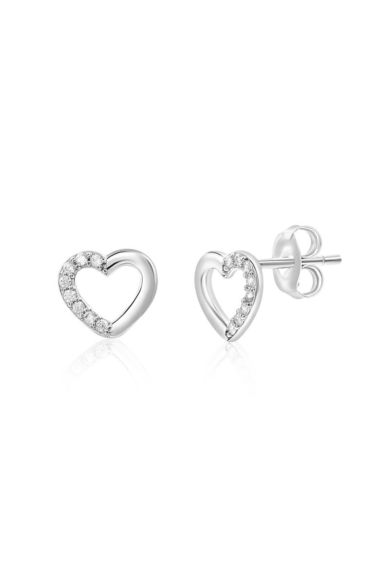 Donatello Gian Set Of 2 Pave Heart Earrings, Alternate, color, Silver