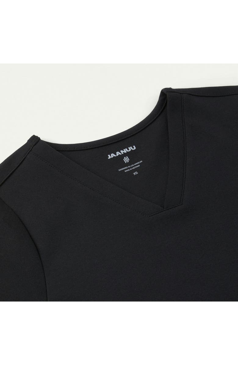 JAANUU Cesi Women's 2-Pocket Slim Knit V-Neck Scrub Top, Alternate, color, Black