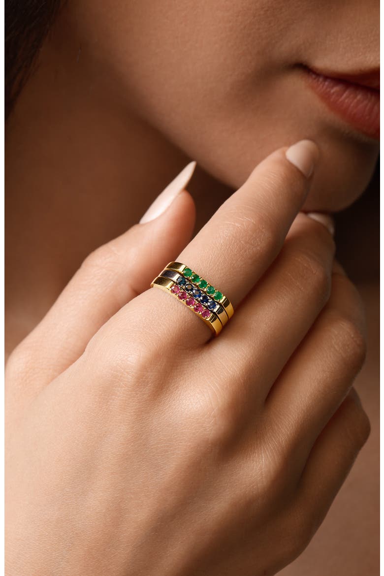El Mar 18K Gold Gemstone Stackable Ring (Online Trunk Show), Alternate, color, 18K YELLOW GOLD/ RUBY
