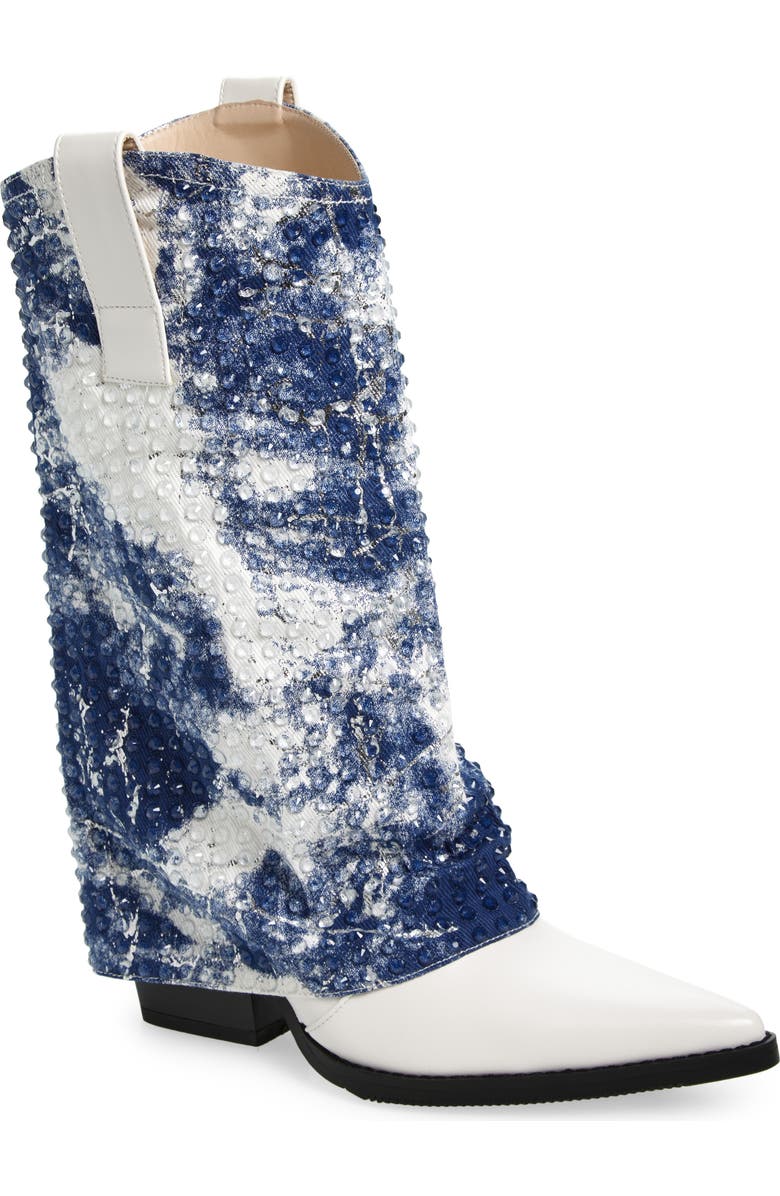 AZALEA WANG Hartley Fold-Over Boot, Main, color, Whitemulti