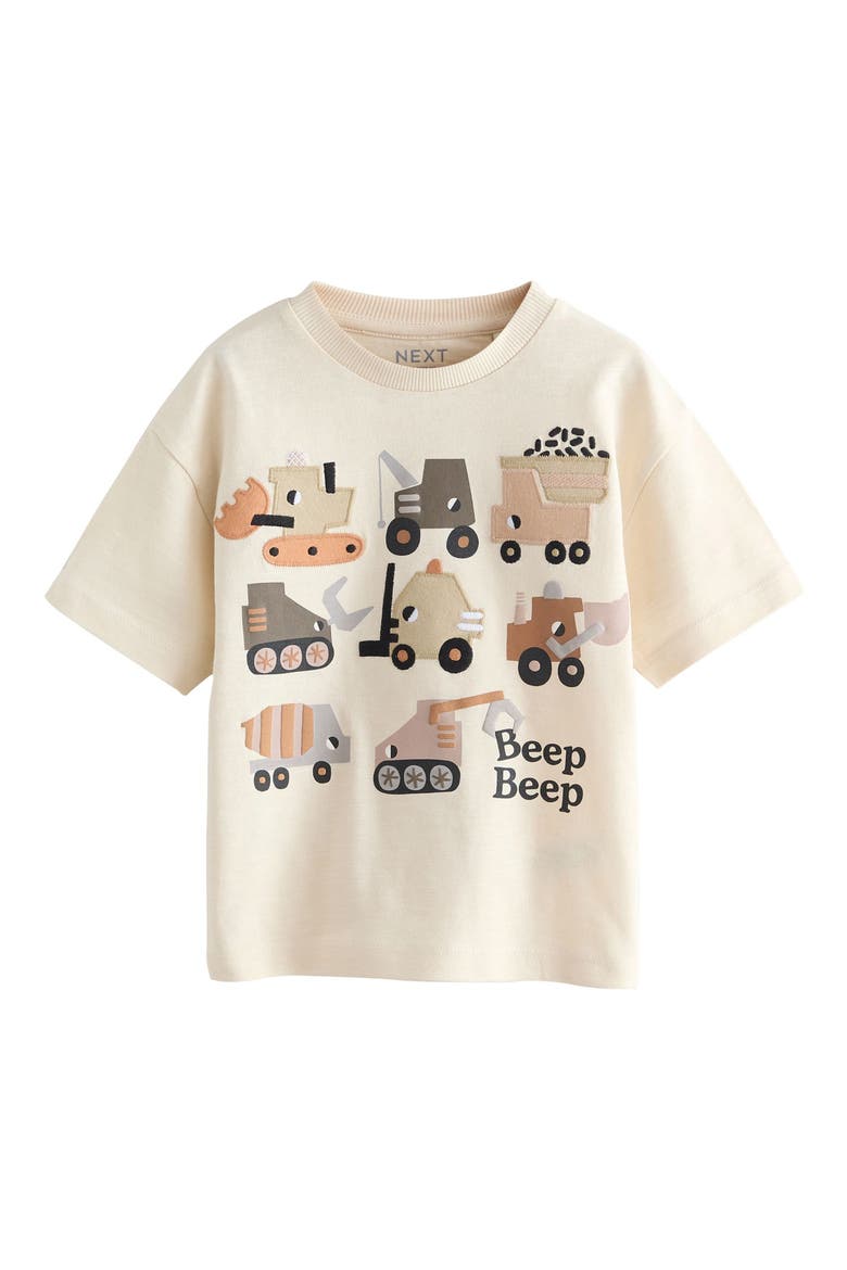 Kids' Oversize Beep Beep Digger Embroidered Cotton Graphic T-Shirt, Main, color, WHITE