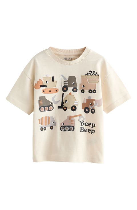 Kids' Oversize Beep Beep Digger Embroidered Cotton Graphic T-Shirt (Baby, Toddler & Little Kid)